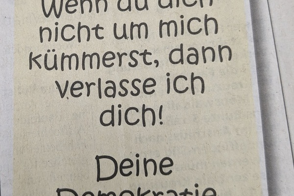 Kmmern Sie sich um die Demokratie - whlen Sie